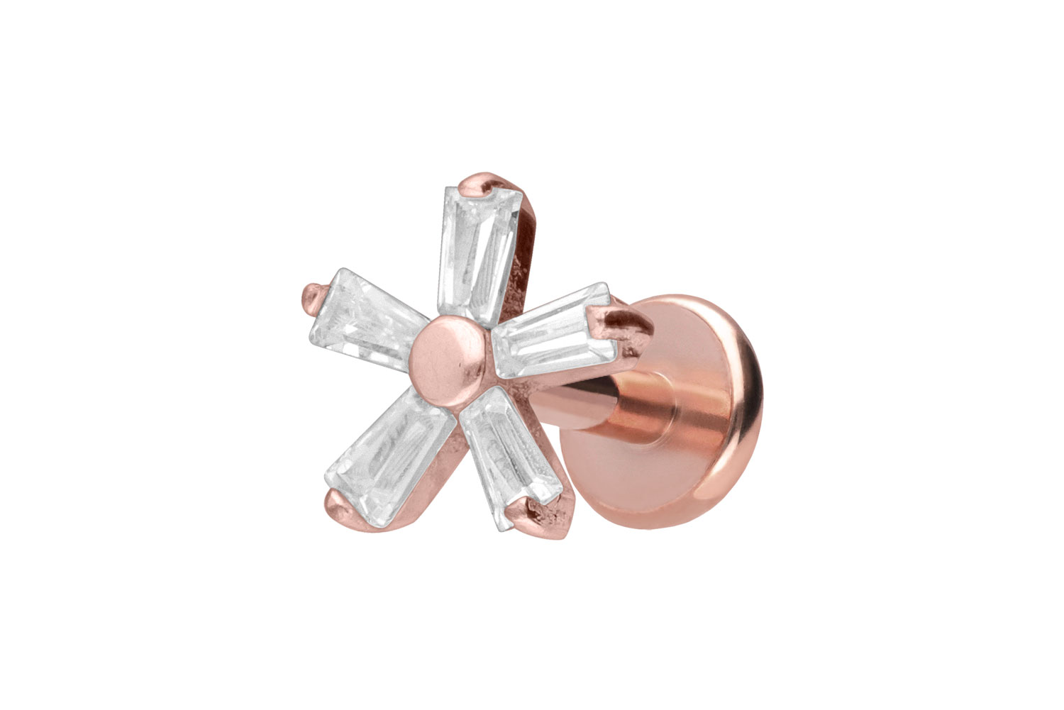 Titan Labret Piercing mit Push Fit KRISTALLBLUME
